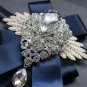 Bridal groom MC Rhinestone Shimmer Bow Tie Clip pin ribbon elastic band BA218
