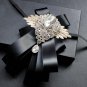 Bridal groom MC Rhinestone Shimmer Bow Tie Clip pin ribbon elastic band BA218