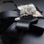 Bridal groom MC Rhinestone Shimmer Bow Tie Clip pin ribbon elastic band BA218