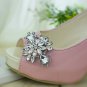 2 pcs silver pair Bridal vintage style Repair Rhinestone Shoe Charm Clips SA48