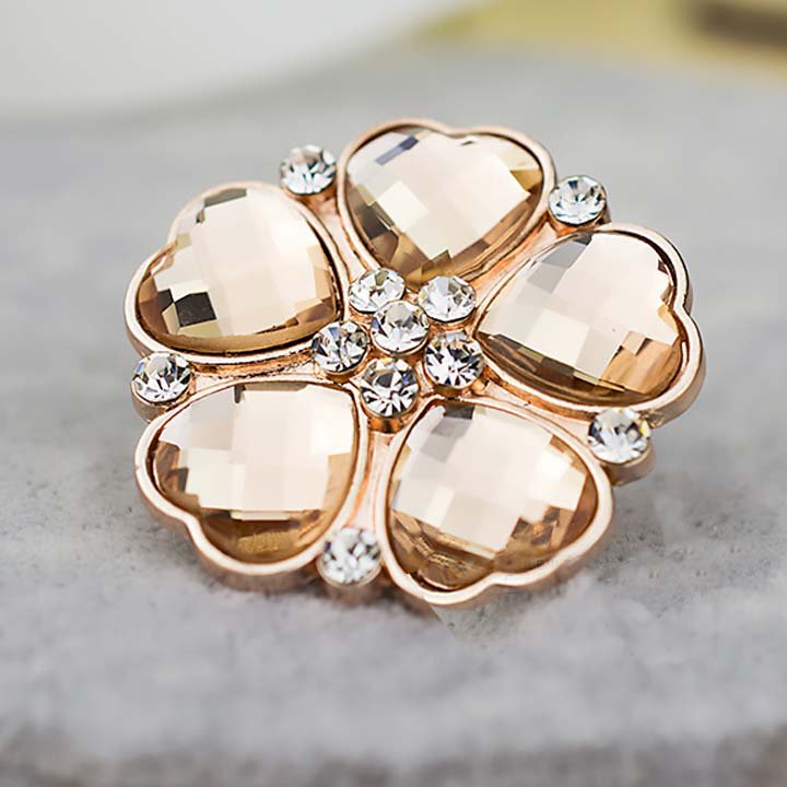 2 pcs pair Bridal Rose gold heart Flower Repair Rhinestone Shoe Charm clip SA50