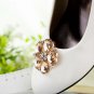 2 pcs pair Bridal Rose gold heart Flower Repair Rhinestone Shoe Charm clip SA50