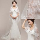Bridal net White Ivories Voile Sequin Organza Veil lace edge 1.5m-3m V12