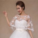Bridal bow lace edge embroidery clasp Shrug white Shawl Stole Wrap Cape SF160