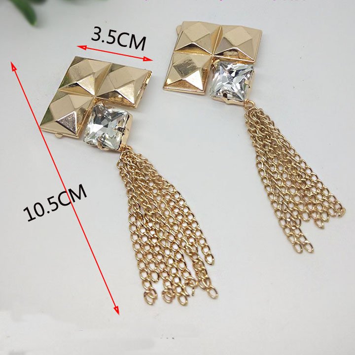 2 pcs Bow gold Bridal Rhombus dangle Repair Rhinestone bag Shoe Charm SA36