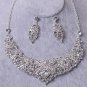 Bridal silver tone Rhinestone Crystal Hair tiara necklace earring set HR458A