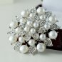 2 pcs a pair Faux pearl Bridal Prom Repair Rhinestone Shoe Charm Clips SA3