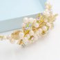 Bridal Chinese gold tone Faux pearl forehead band headpiece tiara HR455