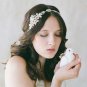 Bridal Clear Rhinestone silver tone Faux Pearl ribbon Head hair Headband HR401