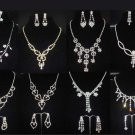 Bridal crystal silve tone clear Rhinestone elegant earring necklace set NR453