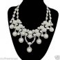 Bridal crystal silve tone clear Rhinestone elegant earring necklace set NR453