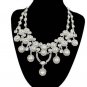 Bridal crystal silve tone clear Rhinestone elegant earring necklace set NR453