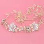 Bridal leave flower gold tone rhinestone party crown headpiece Hair tiara HR468
