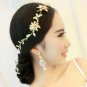 Bridal leave flower gold tone rhinestone party crown headpiece Hair tiara HR468