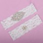 White Wedding Faux pearl Rhinestone applique lace bridal garter set HR412