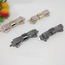 2 pcs Bow prom gun color gold tone rhinestone Repair Shoe bag Charm SA38