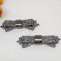 2 pcs Bow prom gun color gold tone rhinestone Repair Shoe bag Charm SA38