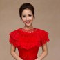 Bridal lace edge embroidery clasp Shrug red ruffle Shawl Stole Wrap Cape SF159