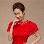 Bridal lace edge embroidery clasp Shrug red ruffle Shawl Stole Wrap Cape SF159