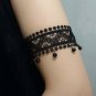 Gothic Lolita Lace ribbon black dangle sexy armlet choker necklace set NR418
