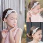 Bridal Clear Rhinestone flower girl prom white ribbon Head hair Headband HR451