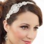 Bridal Clear Rhinestone flower girl prom white ribbon Head hair Headband HR451