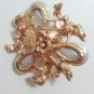 Bridal prom Light gold crystal scarf deco Czech Rhinestone Brooch pin PI605