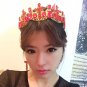 Bridal Rhinestone Baroque Style Red Clear Crystal cross earring crown set HR424