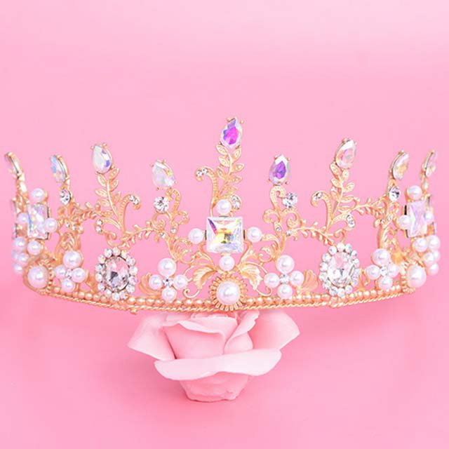 Gold vine Bridal Rhinestone Gold tone AB crystal Prom crown Hair tiara HR415