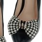 2 pcs Bow Bridal Prom checker black Repair Clear Rhinestone Shoe Charm Clip SA8