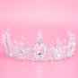 Bridal clear Rhinestone silver tone topknot crown earring Hair tiara set HR399