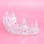 Bridal clear Rhinestone silver tone topknot crown earring Hair tiara set HR399