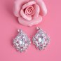 Bridal clear Rhinestone silver tone topknot crown earring Hair tiara set HR399