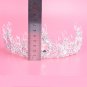 Bridal clear Rhinestone silver tone topknot crown earring Hair tiara set HR399