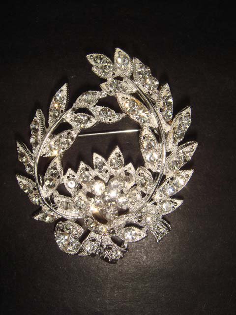 Bridal wreath Corsage Czech Clear crystal Rhinestone Brooch pin Pi269