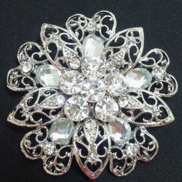 Bridal round elegant gift crystal scarf deco Czech Rhinestone Brooch pin PI604