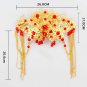 Bridal Chinese gold tone red bead dangle flower Hair comb Phoenix Crown RB695