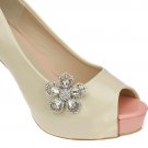 2 pc flower Bridal silver tone Repair Clear Rhinestone Shoe Charm Clip SA24