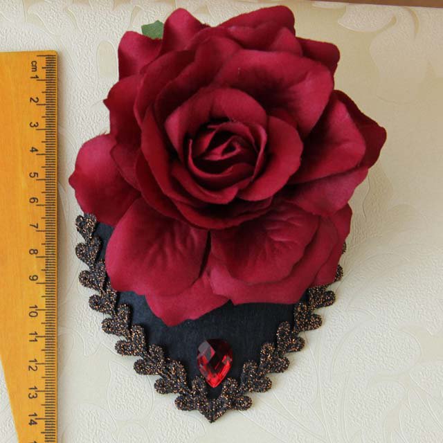 Bridal white dance prom party red flower rose hair Fascinator Hair clip BA215