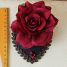 Bridal white dance prom party red flower rose hair Fascinator Hair clip BA215