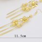 Bridal Chinese gold tone flower forehead band headpiece tiara earring HR456