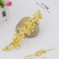 Bridal Chinese gold tone flower forehead band headpiece tiara earring HR456