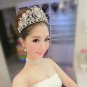 Huge Bridal silver tone crystal clear rhinestone Hair head Princess Crown HR406