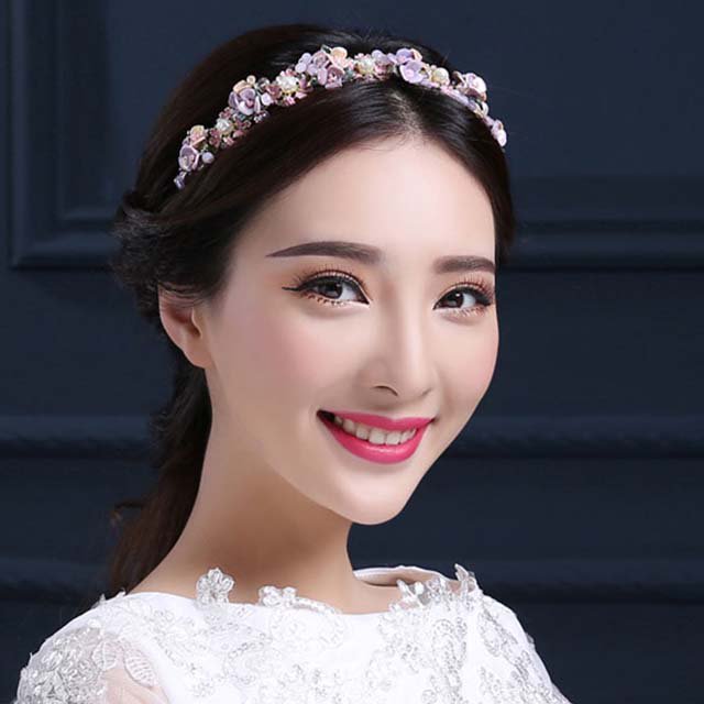 Bridal Party flower Colorful Hair Head headband vine prom dance headpiece HR392