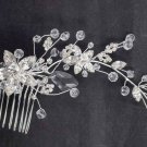 Bridal Clear Rhinestone silver tone  Flower Headpiece head Hair tiara Comb RB591