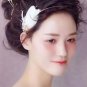 Bridal Gold tone Faux pearl white prom feather dance headband HR479