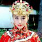 Bridal Chinese traditional gold tone dangle flower Hair comb Phoenix Crown RB681