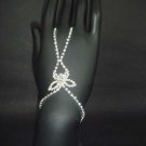 Sexy Rhinestone belly dance silver tone slave butterfly bracelet with ring BR199