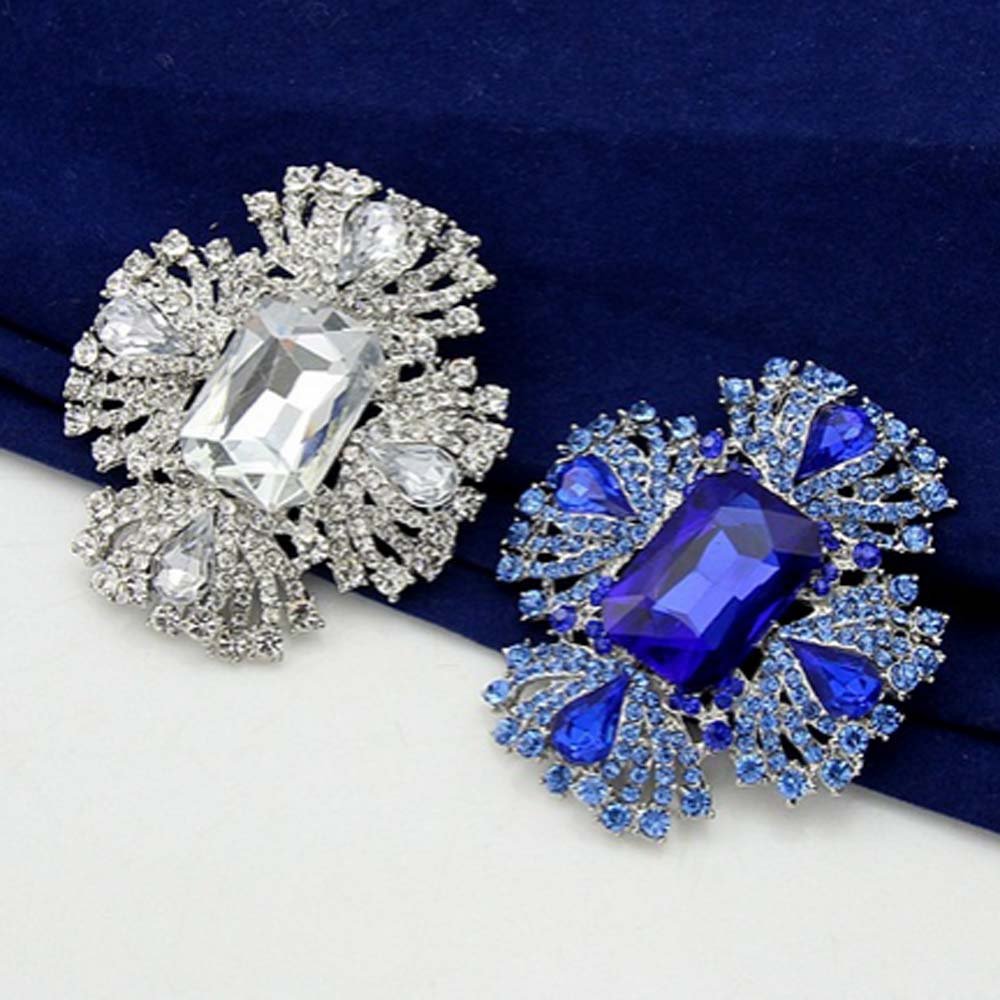 Elegant Bridal Clear Crystal Silver tone Rhinestone Brooch pin PI607