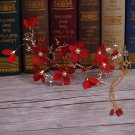 Bridal Red flower headpiece Hair tiara